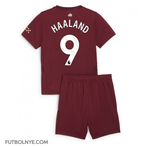 Camiseta Manchester City Erling Haaland #9 Tercera Equipación para niños 2024-25 manga corta (+ pantalones cortos)